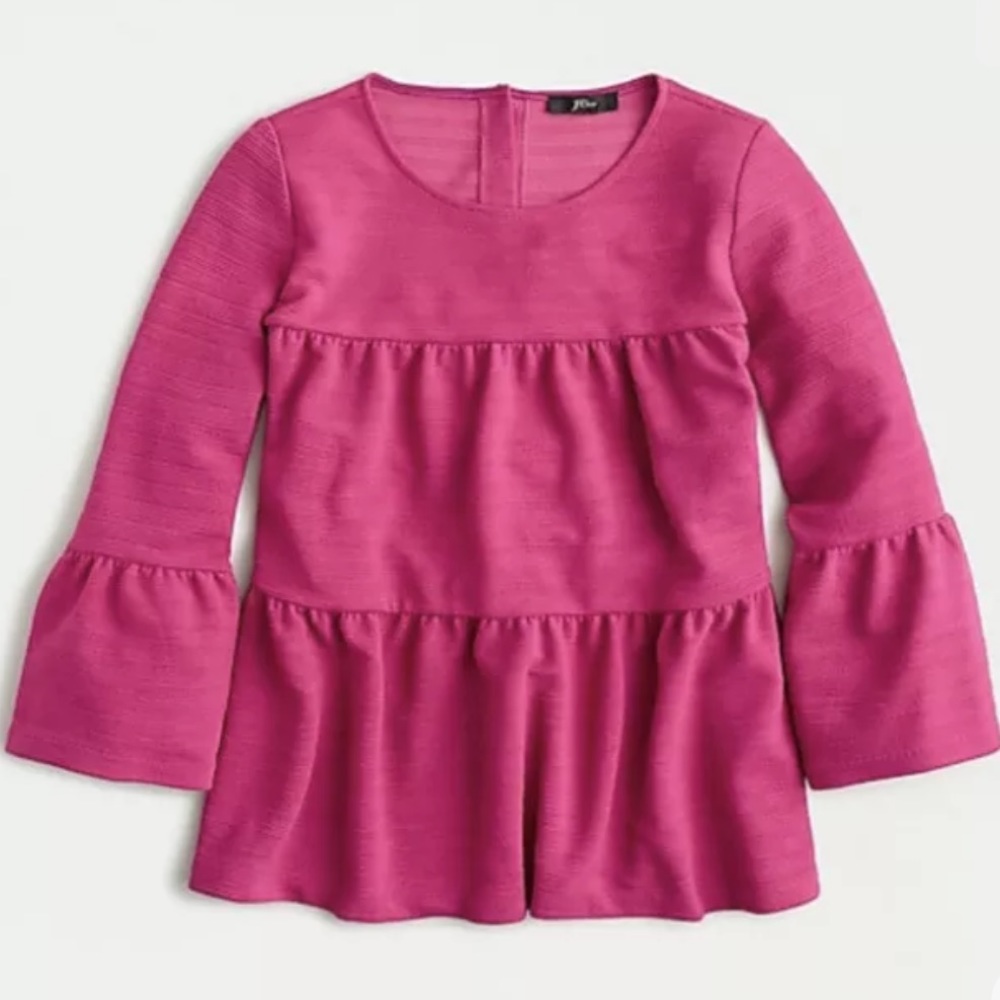 J. Crew Button Back Tiered Bell Sleeve Top | Fuchsia